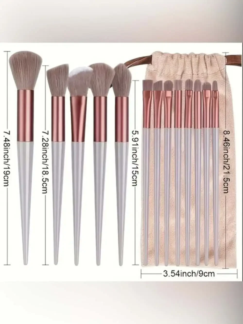 Rose Metallic 10-Piece Women’s Makeup Brush Set with Sponge